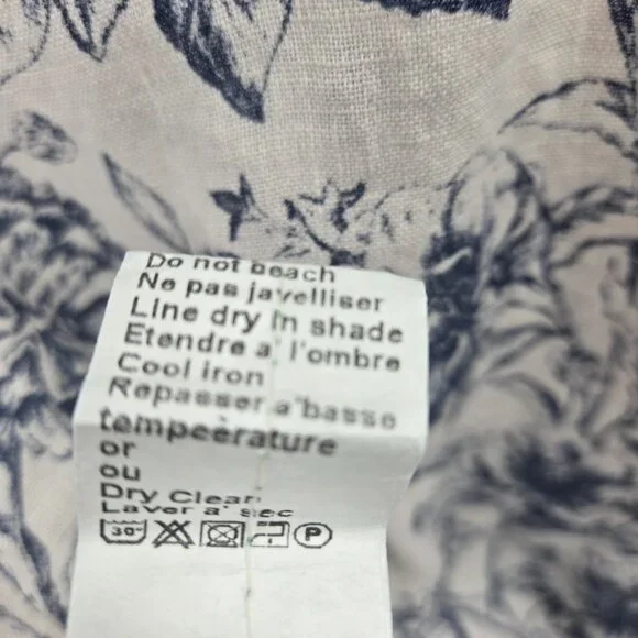 Terzo Millennio Cream Blue Made in Italy 100% Linen  Short Sleeved Top Large - Picture 14 of 14